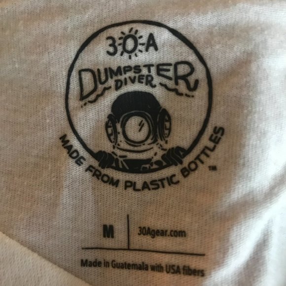 30A Dumpster Diver White V-Neck BEACH HAPPY Tee Made from Plastic Bottles Medium - Picture 12 of 12